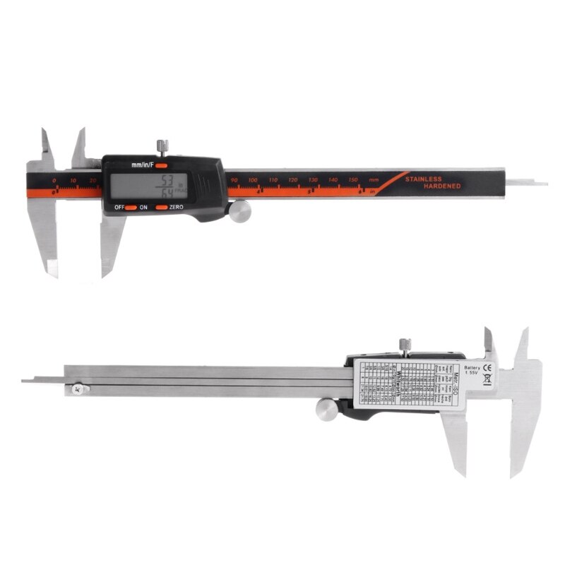 Electronic Digital Caliper Inch/Metric/Fractions 0-6 Inch/150 mm Stainless Steel