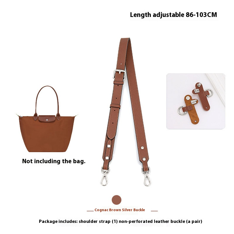 Bag Adjustable Shoulder Strap For Longchamp Small Short Handle Bag Modified Messenger Strap Real Leather: WHITE