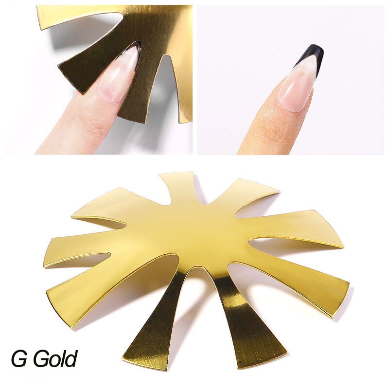 Pro 12 Style Easy French Smile Cut V Line Edge Trimmer Nail Cutter Almond Nail Stencil Styling Mold French Manicure Tools: Clear