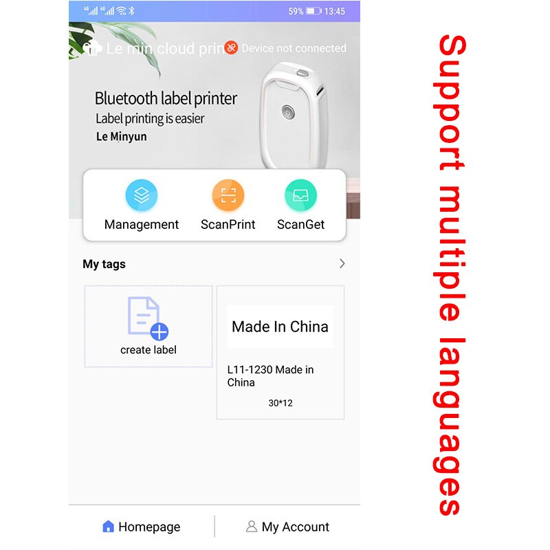Portable Thermal Label Printer Handheld Sticker Printer Bluetooth Wireless Mobile Phone for Android iOS ome Use Office Printer