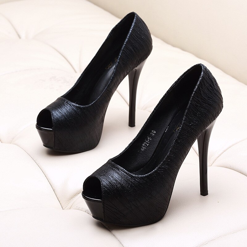 Platform Hoge Hakken Schoenen Pompen Vrouwen Schoenen Bruiloft Schoenen Vrouw Peep Toe Pumps Platform Stiletto Hakken Talon Femme