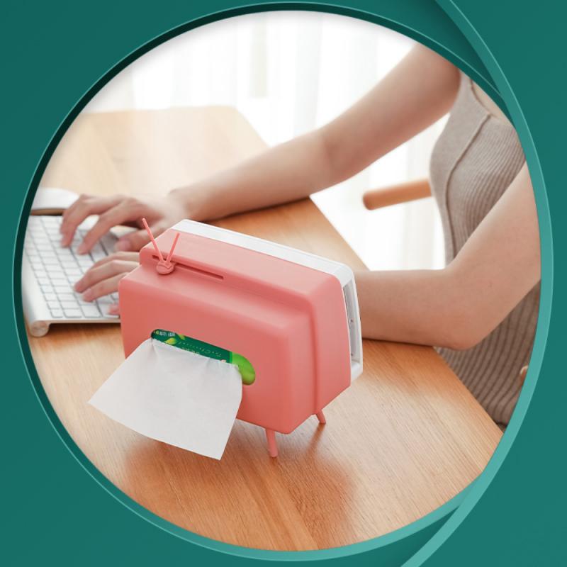 Retro Radio Tissue Box Desktop Home Decorate Storage Tube 2 In 1 TV Tissue Box Multifunct Mobile Phone Holder