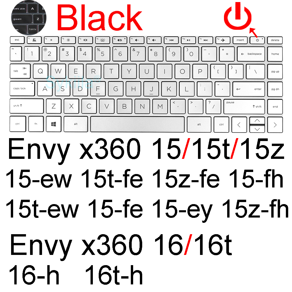 Toetsenbord Cover voor HP ENVY 15 16 15-ep 16-h 15 t x360 15-ew 15-ey 15-fe 15-fh 15-cn 15-dr 15-ed 15-ee 15-es Protector Skin Case: Black