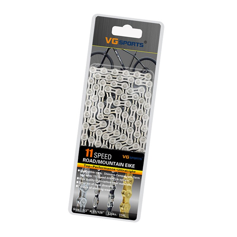 Vg sport 8-11 speed 116l fiets fietsketting mtb racefiets half/holle legering ultra lichte ketting vervanging voor 8/9/10/11 speed: 11s zilveren h holle