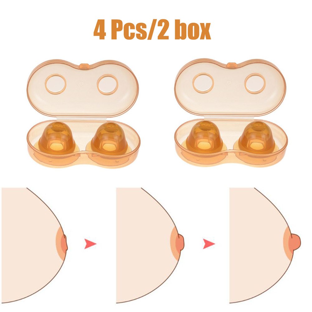 Corrector de pezón de silicona Nano plateado, 4 Uds./2 cajas, dispositivo de succión plana de ingestación empotrada, período de lactancia materna