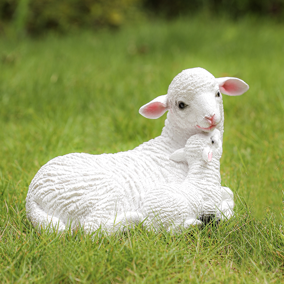 2 pçs estatueta de resina cordeiro ornamento decoração para jardim farmyard cordeiro artificial mãe bebê ovelhas esculturas ao ar livre para jardim