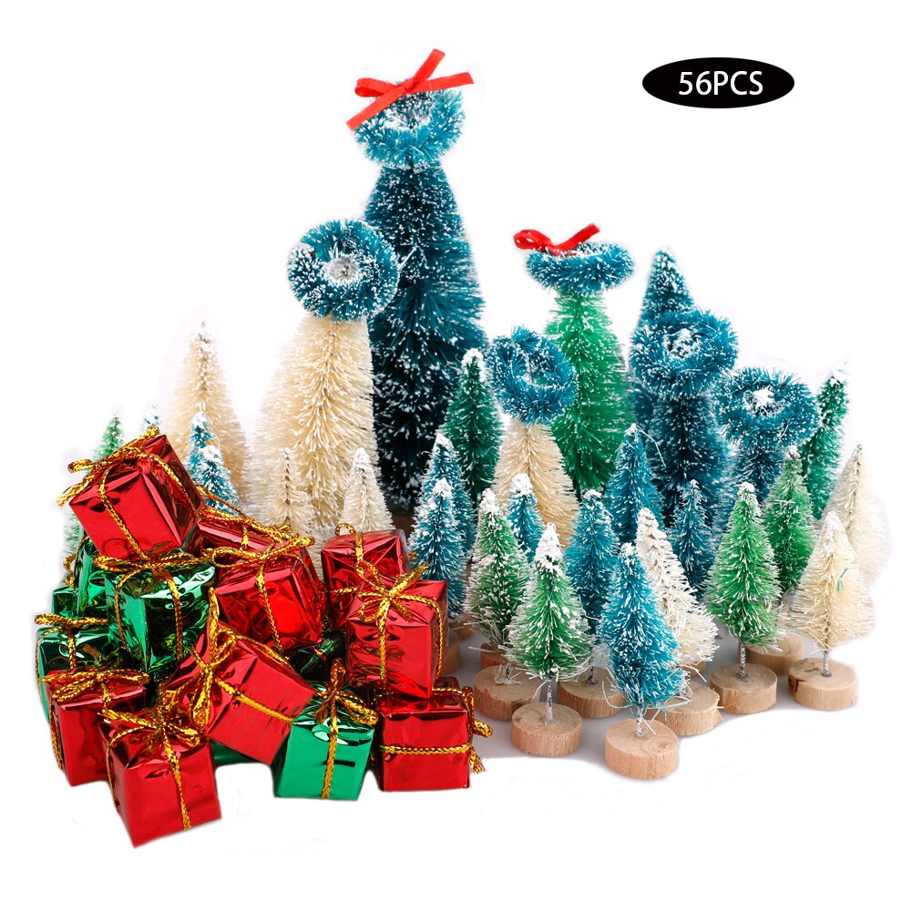 22Pcs Mini Pine Trees Set Sisal Snow Trees Plastic Winter Snow Decoration Tabletop Trees Crafting Party Supplies Desktop Decor: B