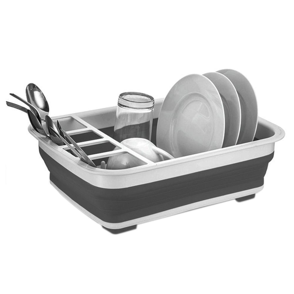 Foldable Dish Rack House Hold Plastic Folding Kitchen Drain Rack Cutlery Storage Box Collapsible Cutlery Stand