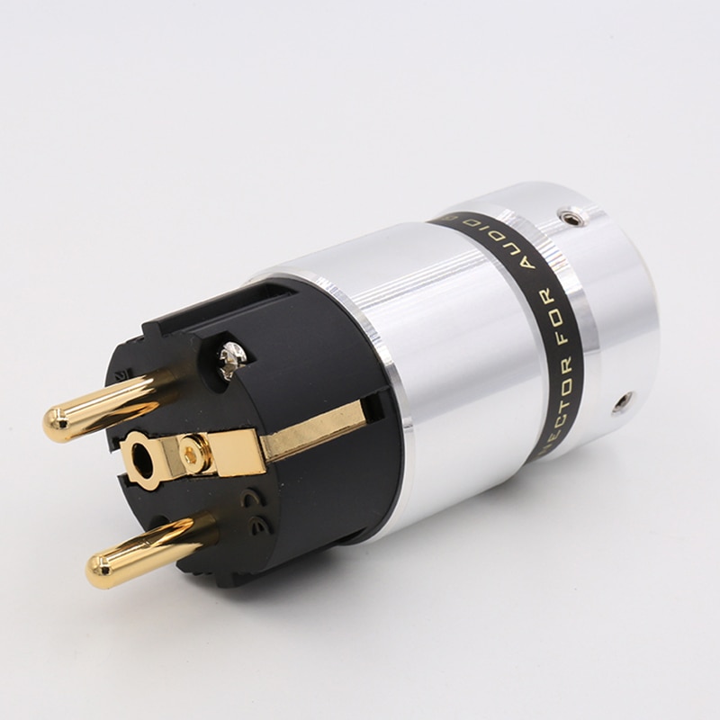 1x24 k chapado en oro enchufe de alimentación de Shuko DIY cable de alimentación AC conector de alimentación de Shuko para tubo amplificador reproductor de CD