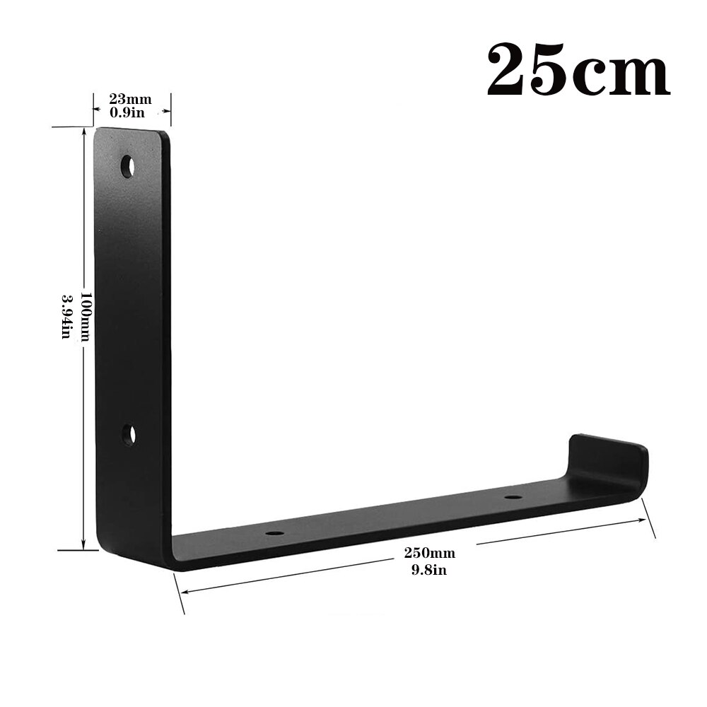 1Pair(2 PCS) Black Wall Mounted Shelf Bracket Brackets Support With Screws L shape，for DIY Open Shelving Hardware Included: 25cm