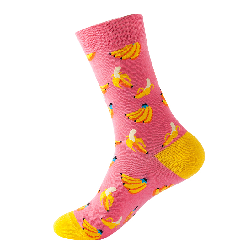 Calcetines felices de algodón para hombre y mujer, medias informales de Hip Hop Harajuku, fruta divertida, comida, tortilla, hamburguesa, aguacate, Sushi, cereza: Rojo