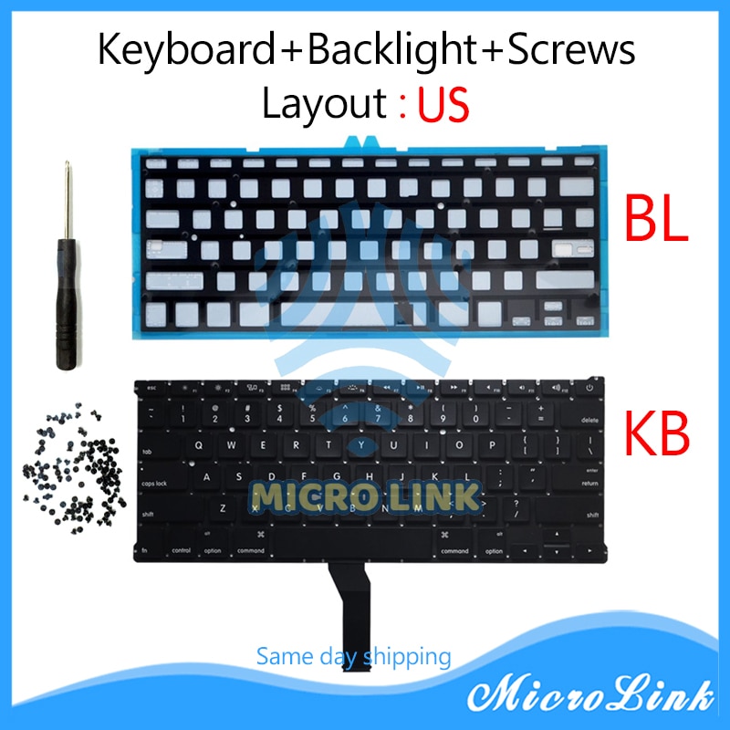 Laptop Keyboard for Macbook Air 13" A1369 A1466 US USA English keyboard with Backlight Year