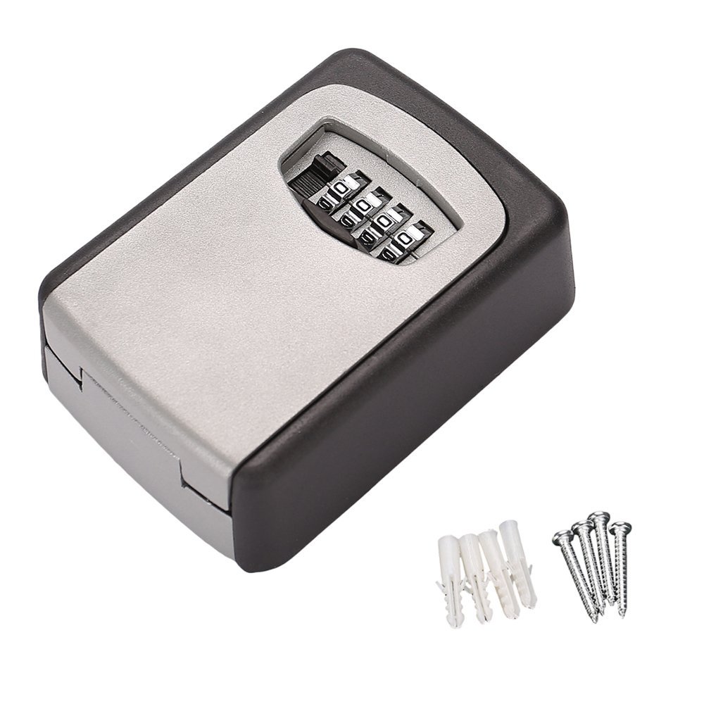 Wall Mount Key Lock Safe box 4-Digit password Weather Resistant Steel for Indoors or Outdoors Holds up to 5 Keys