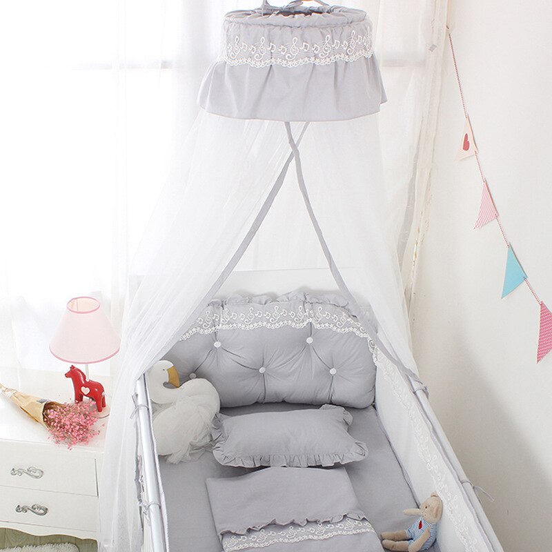 Scandinavische schattige kant roze babybed klamboe hangend koepelnet kinderbed gordijn babykamer decoratie