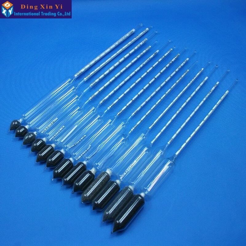 2 stk 1.0-1.1/m3 glas densitometre kemisk laboratoriedensimeter densitet meterglas flydende hydrometer