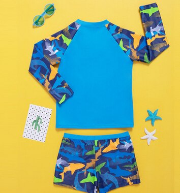 7-14 Jaar Jongens Swimtrunks Tweedelige Kinderen Badmode Shark Print Stijl Badpak Beachwear Zonwering TB082