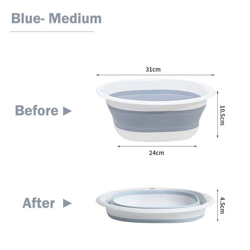 Plastic Folding Basins Portable Wash Basin Home Outdoor Laundry Tub Bathroom Kitchen Accessories Wash Basin 3 Models: Medium Blue