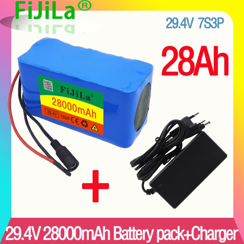 7 s 3p 24v 28ah 18650 batteri li-ion batteripakke 29.4v 28000 mah elektrisk sykkel moped / li-ion batteripakke med bms + lader