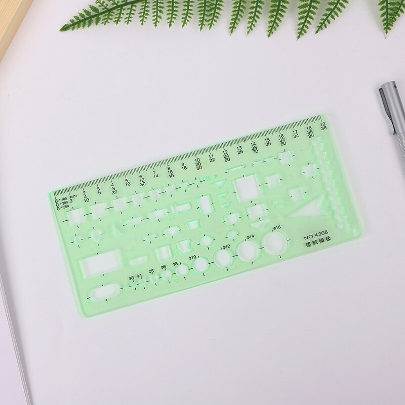 ZHUTING 1 Pc Plastic Building Construction Drawing Stencil Template Ruler Clear Green Plastic