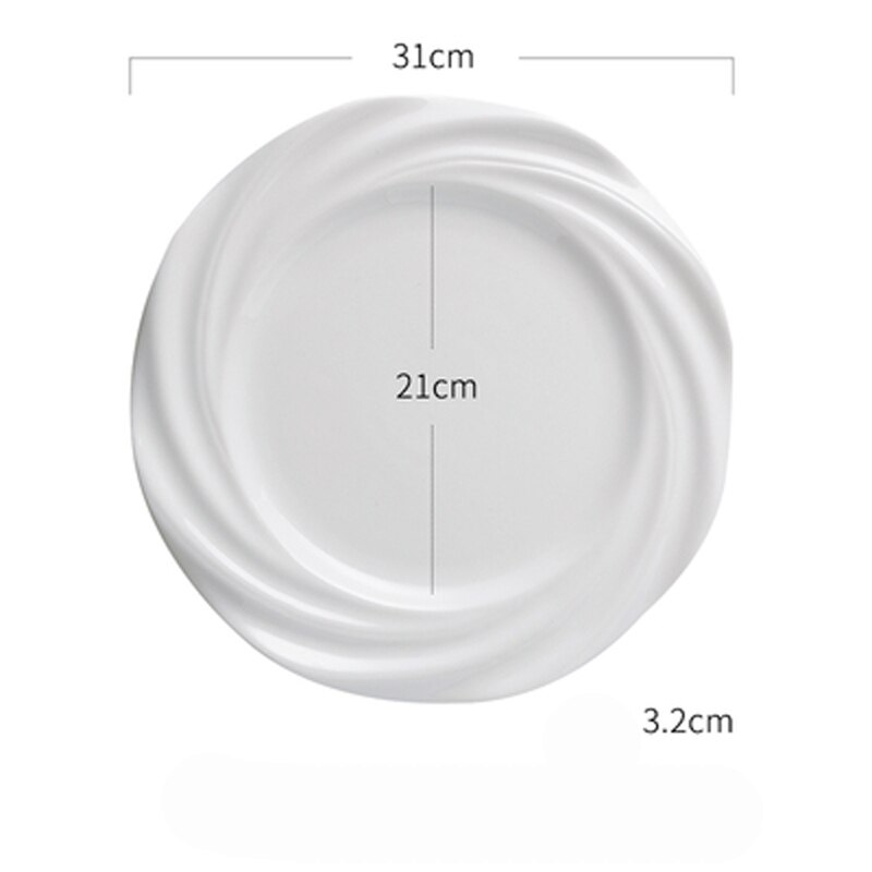 Zuiver Wit Westerse Diner Plaat Pasta Plaat Ontbijt Plaat Keramische Schijf Thuis Schotel Plaat Restaurant Dessertbord Creatieve Snack: C