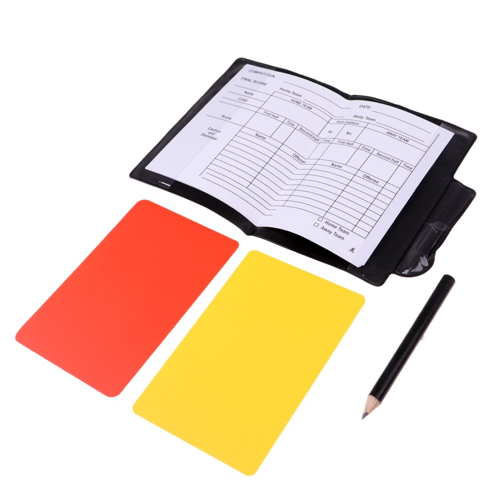 PVC FußBall Schiedsrichter Notizbuch Punktzahl Daten Blatt verrotten Gelb Karte Bleistift FußBall Punktzahl Zubehör einstellen 4,7x3,1 zoll