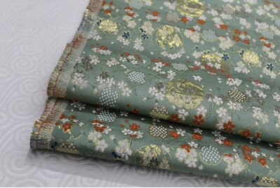 CF78 1 Yard Japanese Style Floral Silk Brocade Jacquard Fabric Kimono Clothing Fabric Korean Style Cushion Cover DIY Fabric: 4 light green