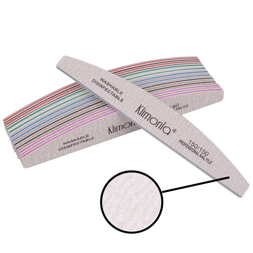 Lima de uñas , 80/100/150/180/240, lima de uñas de Gel de media luna, mezcla de colores, herramienta de belleza lavable para manicura y pedicura, 3 unids/lote: 150grit