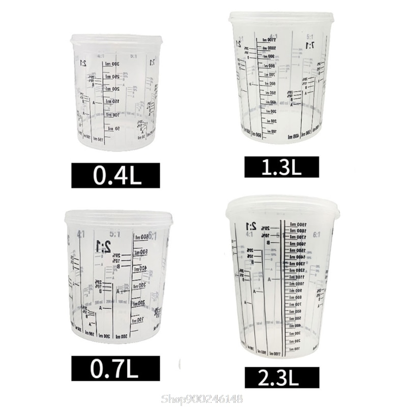 5Pcs Disposable Graduated Clear Plastic Paint Mixing Cups Calibrated Mixing Ratios Measuing Cups For Paint Resin Tools S19 20
