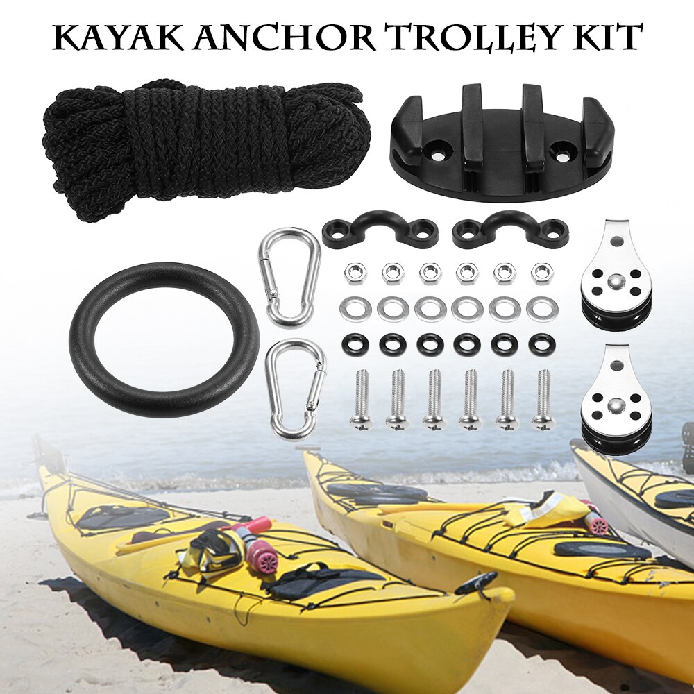 surfing Anchor Trolley Kit Rope Cleat Pulley Rigging Ring for Kayaks Canoes sup board stand up paddle board windsurf surf leash
