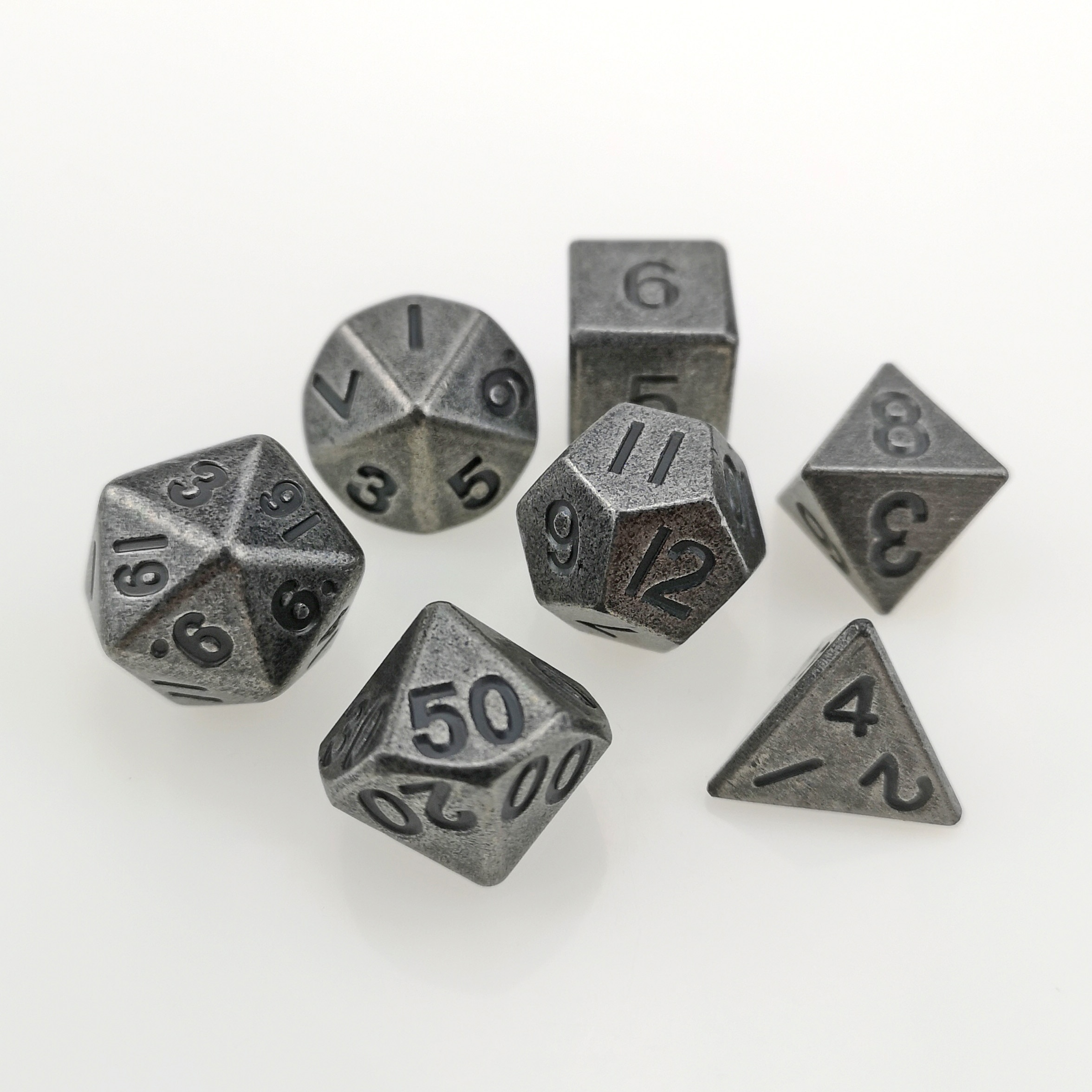 Rollooo Super Heavy Metal Dice with Large Font Antique Color d4 d6 d8 d10 d% d12 d20