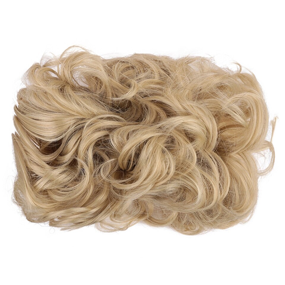 HUAYA Synthetic Short Wavy Chignon for Women 2 Plastic Comb Clip in Hair Extensions Elastic Rubber Band Bun Hair Accessories