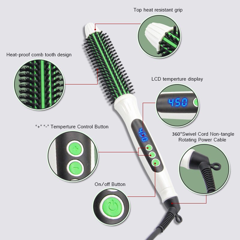Honglin föhn borstel 2 in 1 stijltang krultang kam elektrische föhn met kam haarborstel roller styler