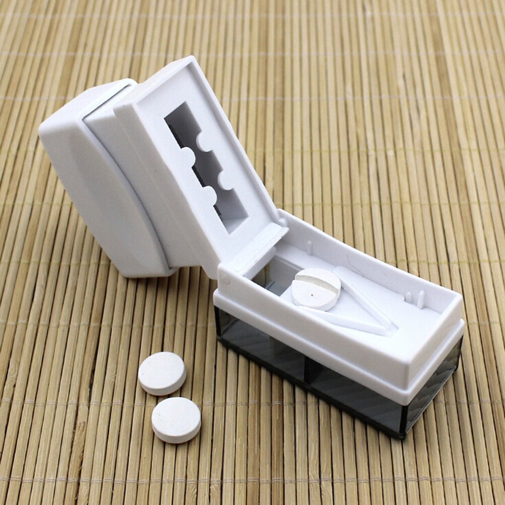 Tablet pille medicin knuser kværn male splitter cutter sikker organisere boks hjem rejse brug
