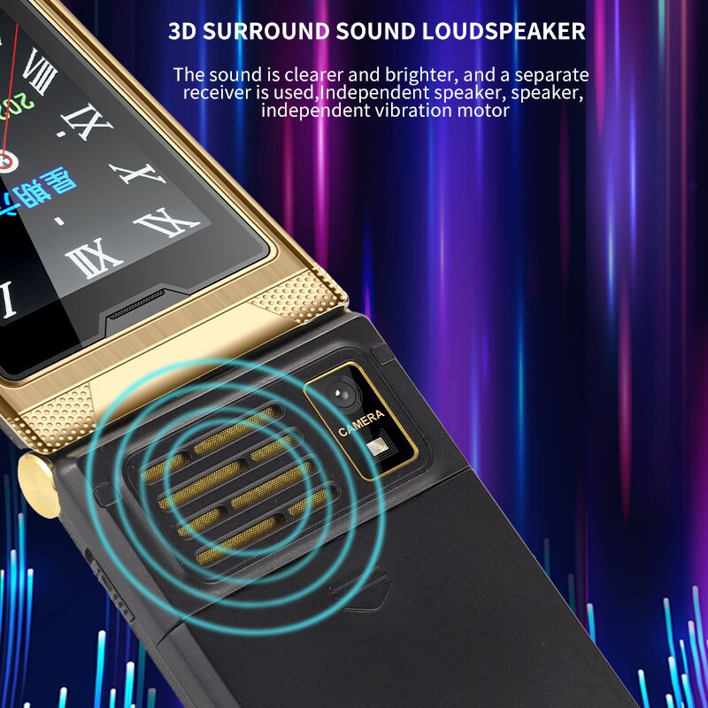 3.0 "Dual Senior Screen 3G Wcdma Flip Dual Sim Speed Dial Voice Record Fm Mobiele Telefoon Russische Toetsenbord knop
