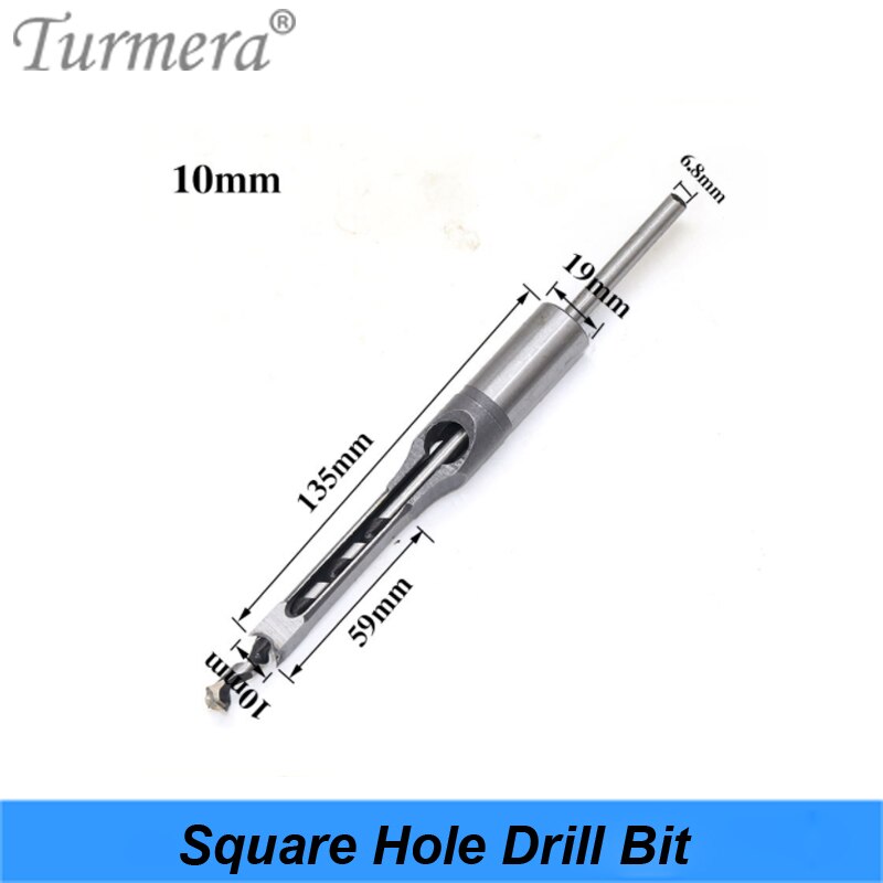 Turmera 1/4 to 1/2 Square Hole Drill Bit 45 Steel Mortising Drilling Woodworking Tools for Drill Square Opening Screwdriver 7PCS: 10mm