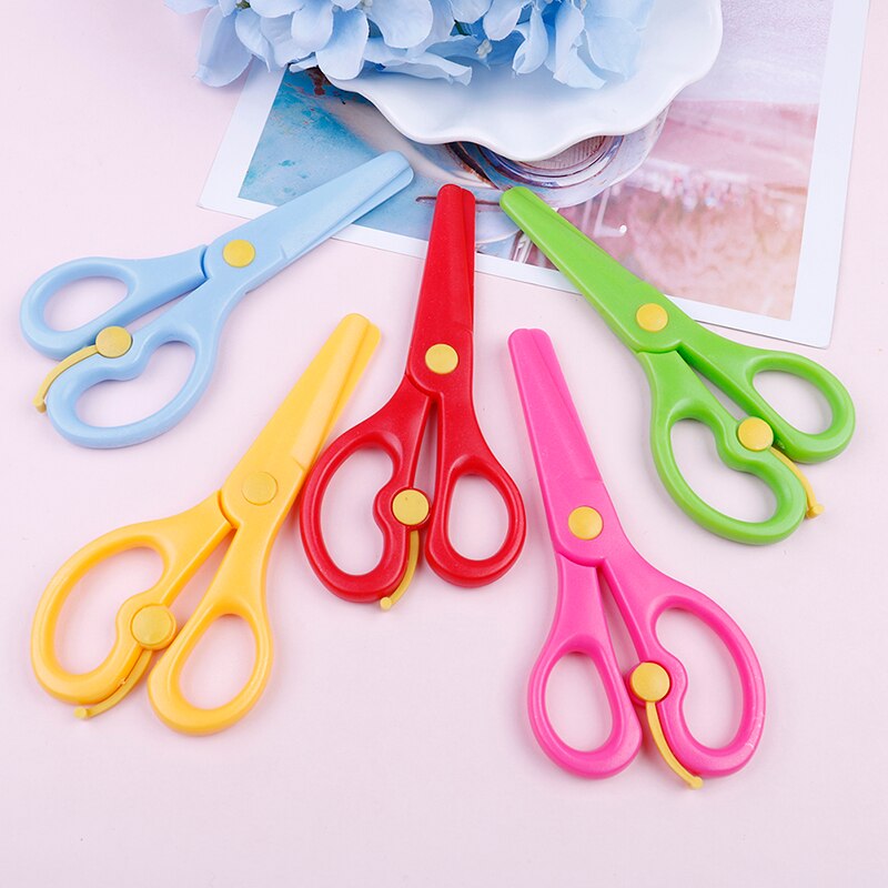 1pcs Plastic Cute Mini Safety Round Head Scissors Student Kids Paper Cutting Kindergarten School Supplies