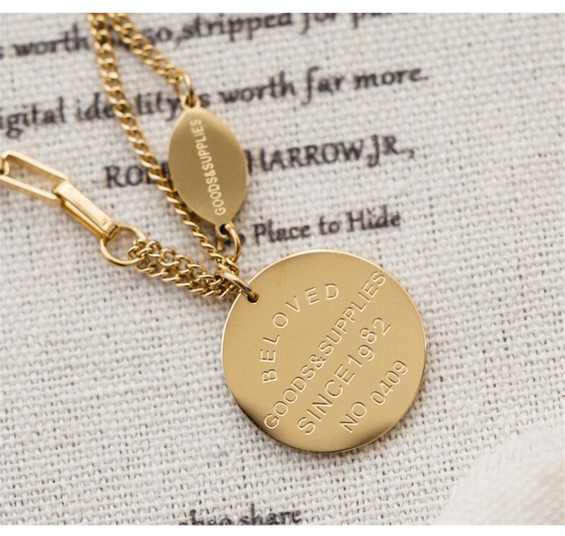 YUN RUO Regolare Catena del Maglione Del Pendente Della Collana in Oro Giallo 316 L in Acciaio Al Titanio Gioielli Donna Regalo di trasporto libero non Tramonterà Mai Ipoallergenico