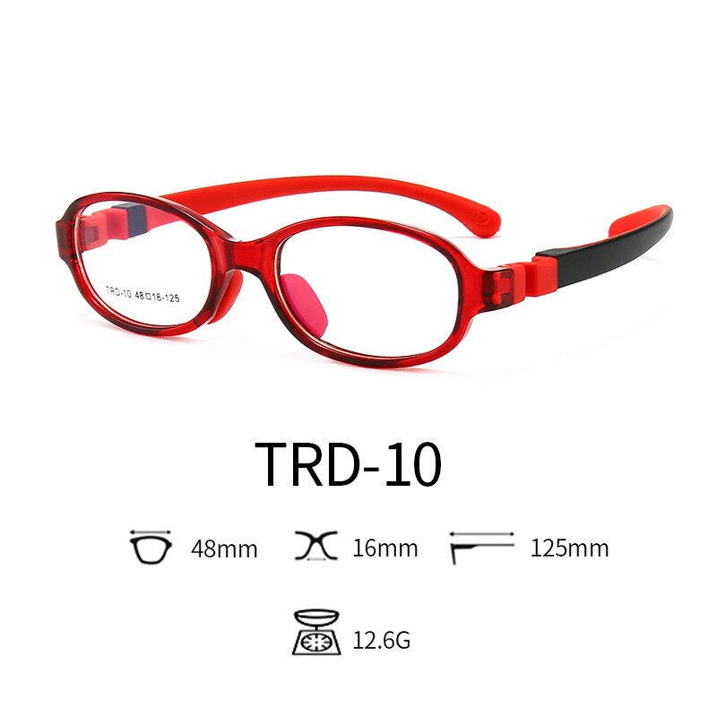TR90 Silicone Glasses Children Flexible Protective Kids Glasses Diopter Eyeglasses Rubber Child Spectacle Frame Boy Girl: C2 Red Black