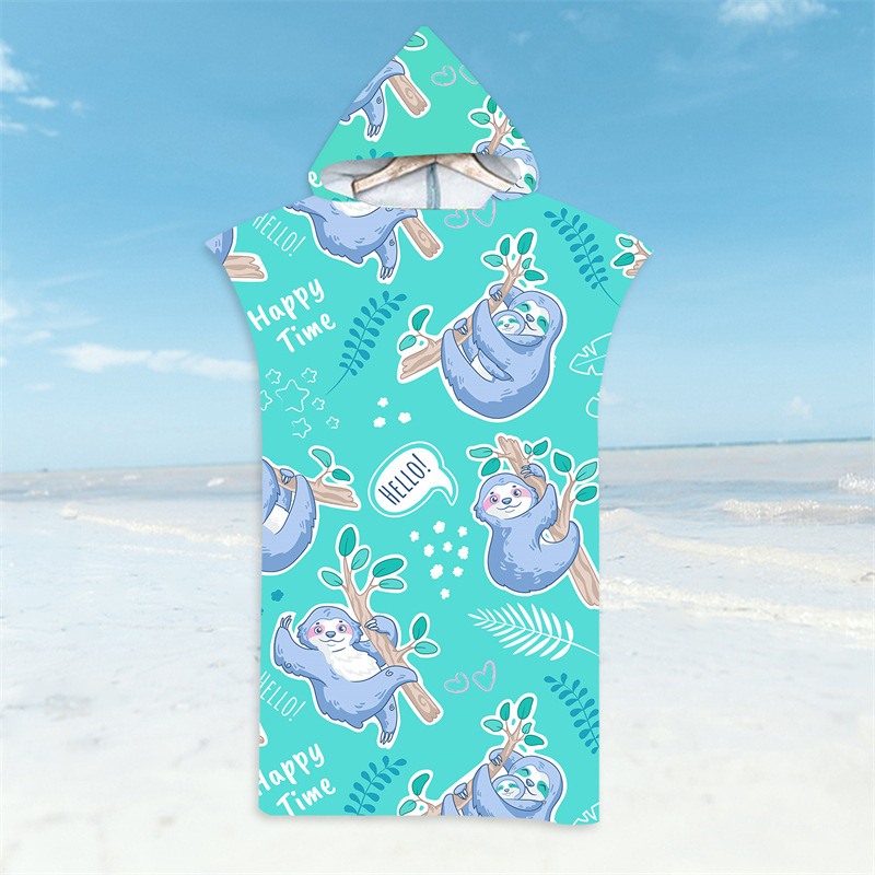Cartoon Eenhoorn Badjas Strandlakens Sneldrogende Badhanddoek Lichtgewicht Microfiber Kapmantel Zwemmen Surf Volwassen Meisjes Poncho: Goud