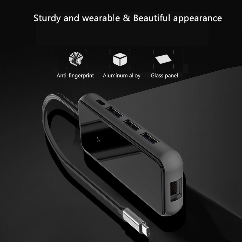 USB C Laptop Docking Station USB 3.0 HDMI RJ45 PD SD/TF USB Hub voor Laptop Macbook Pro HP DELL Oppervlak Lenovo Samsung Dock