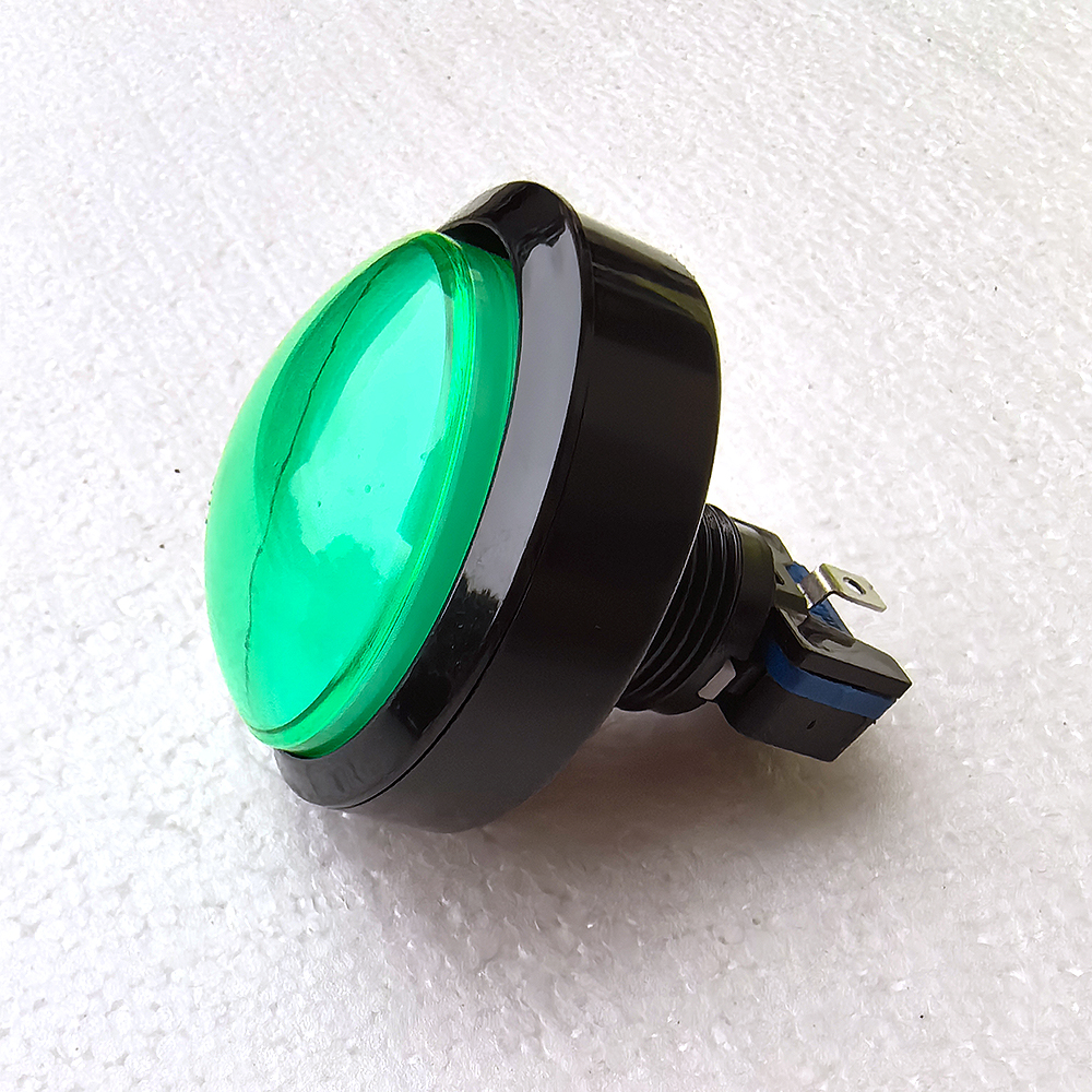60mm runde, konvexe LED-beleuchtete drucktaster mit  dc5v/12v glühbirnen für Arkade-spielautomaten (kranbasketball-verkaufsautomaten): Grün