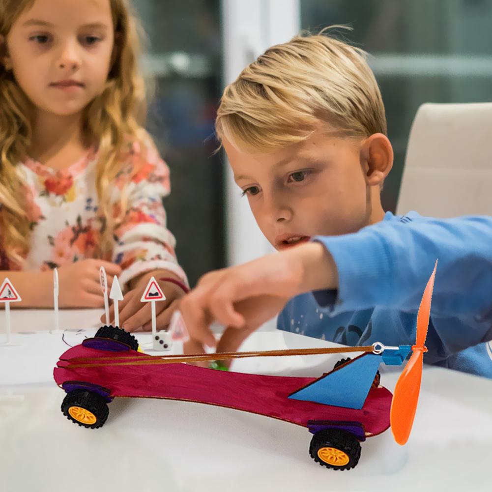 Rubber Band Power Auto Diy Educatief Wetenschap Kits Kids Experiment Plezier Natuurkunde Speelgoed Stem School Project Hout