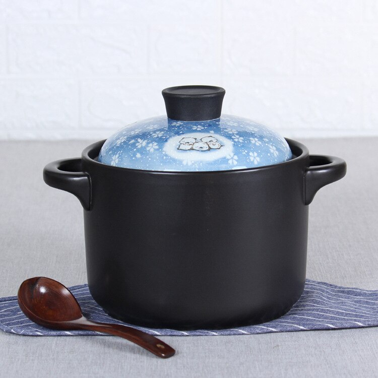 Cazuela de cerámica de varios tamaños japonesa, olla para sopa de cerdo de dibujos animados, resistente al calor, para el hogar