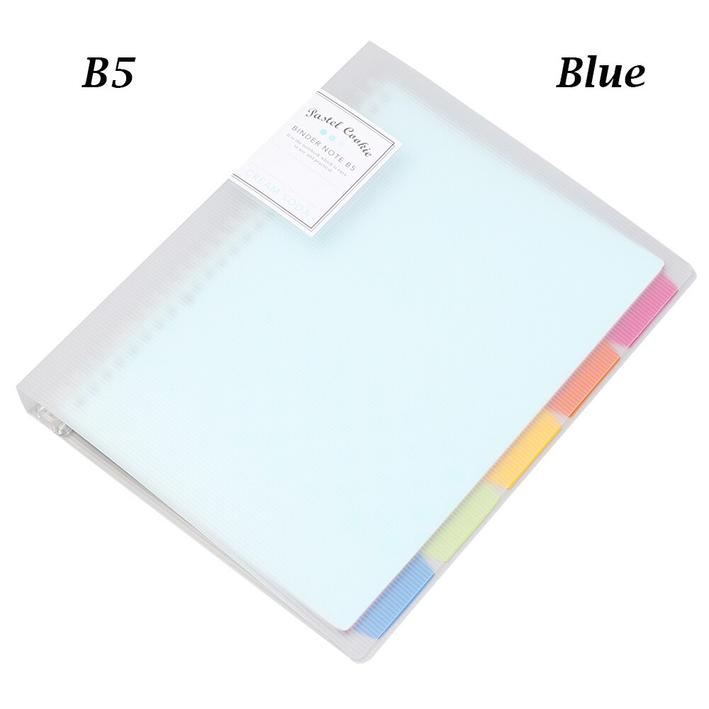 1PC Süßigkeiten Farbe Index Ordner Teiler Ring Bindemittel Dateien Universal- Gestanzt Notizbuch Inneren Kern Planer Bindemittel Büro Schule Versorgung: B5	Blau