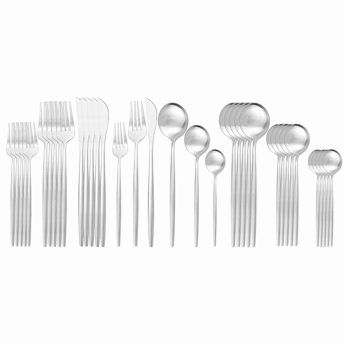 Dinnerware Set 36piece Blue Cutlery Set 18/10 Stainless Steel Dinner Set Knives Dessert Fork Spoon Tableware Kitchen Silverware: Silver