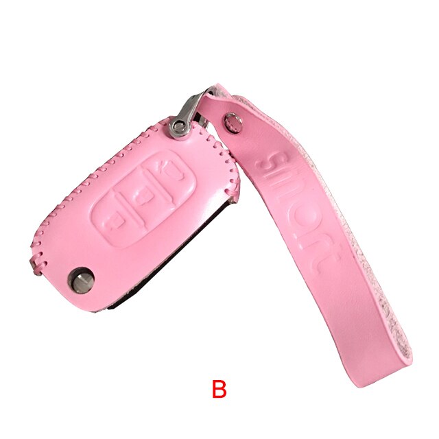 Funda de cuero para llave de coche, carcasa para llave remota para Mercedes Smart Fortwo Forfour 453, accesorios de decoración de estilo: 453 pink-B