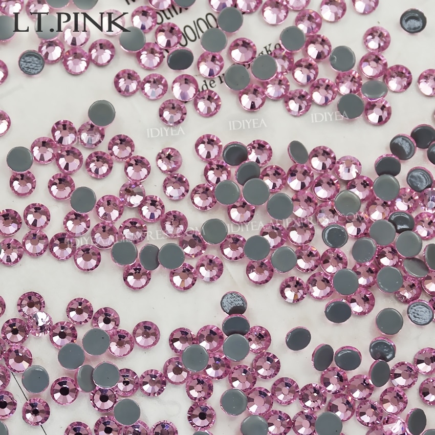 Lt. Pink fix kristallen strass platte achterkant steentjes hotfix stenen voor handwerken trouwjurk spangles glitters decoratie
