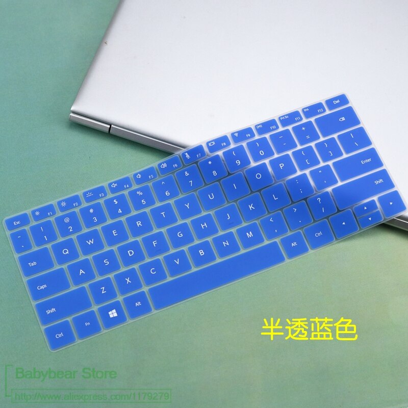 Til huawei matebook 13 laptop 13.3 tommer silikone laptop tastatur cover skin protector: Blå