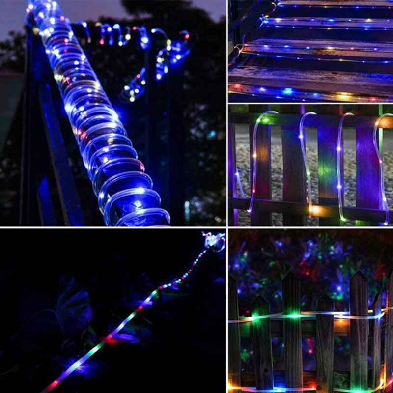 Solar Copper Wire Tube Light 8 Mode Outdoor Waterproof String Lights Christmas Garden Lights LED Lantern