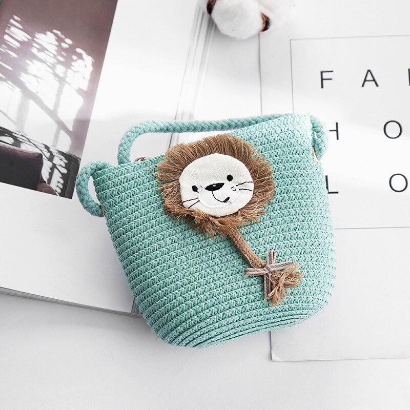 Cartoon Portemonnees Hand Made Kleine Stro Tassen Kinderen Geneigd Schoudertassen Messenger Bag Schattig Meisje Handtassen Kids